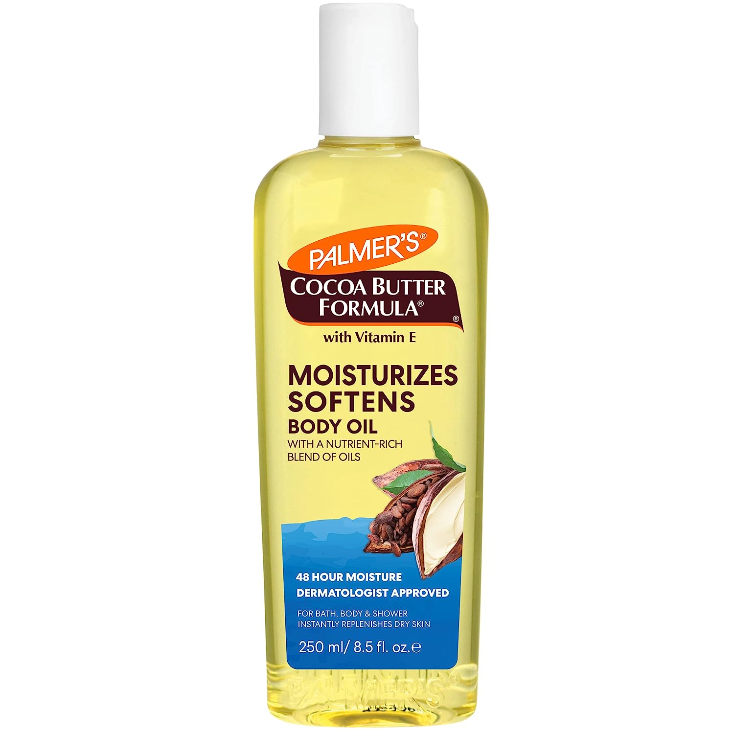Palmer's Cocoa Butter Moisturizing Body Oil with Vitamin E, Radiant Looking Glow and Skin Hydration, Instant Absorption, Bath, Body and Shower, 8.5 Ounces - 24hrsmart